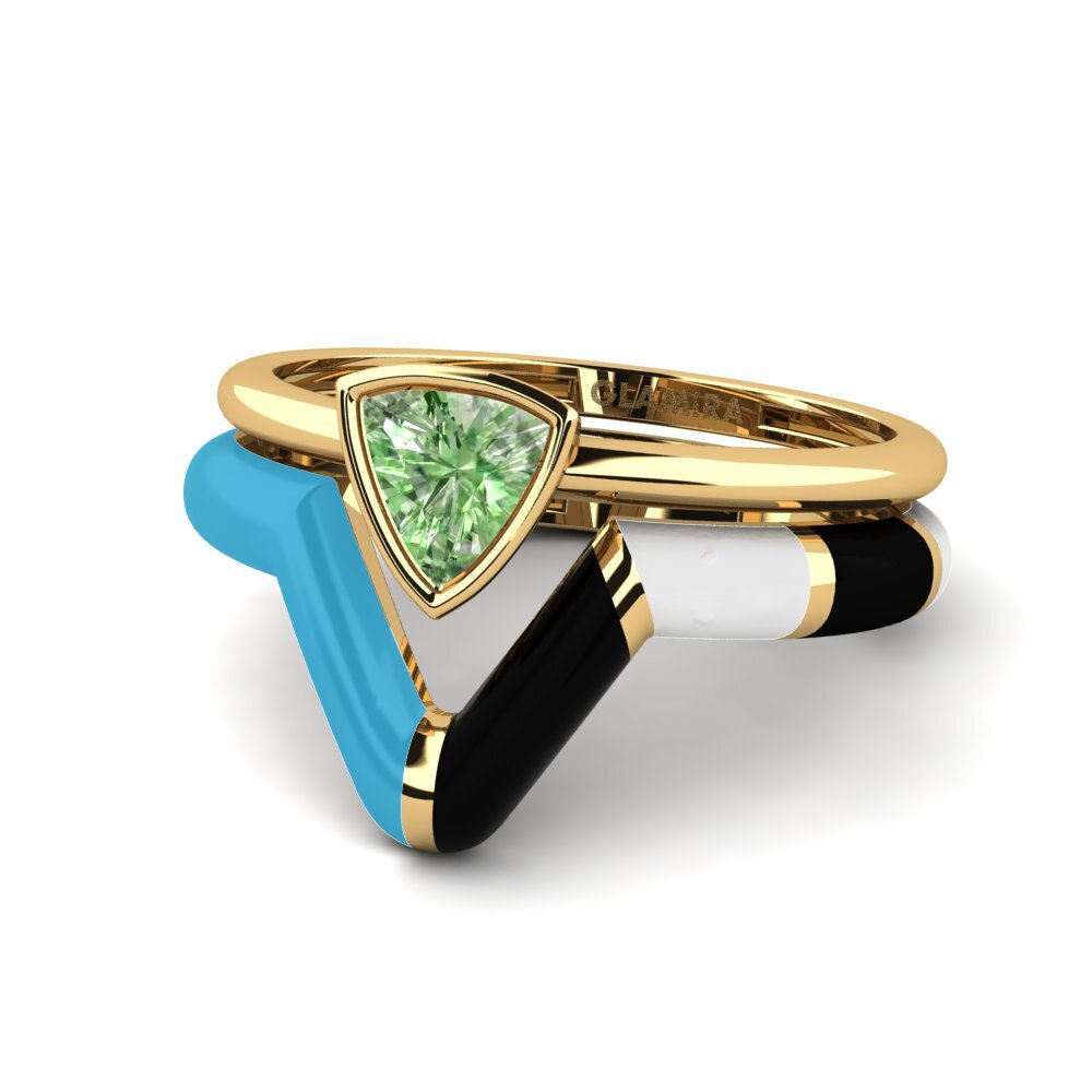 Green Diamond Stackable Ring Tranglo SET
