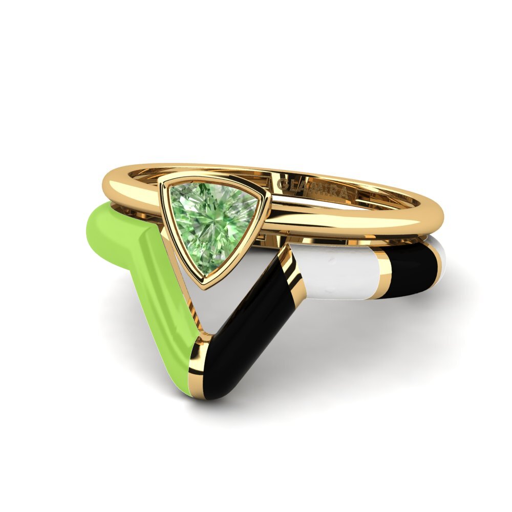 Grüner Diamant Stapelbarer Ring Tranglo SET