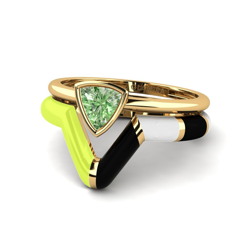 Green Diamond Stackable Ring Tranglo SET