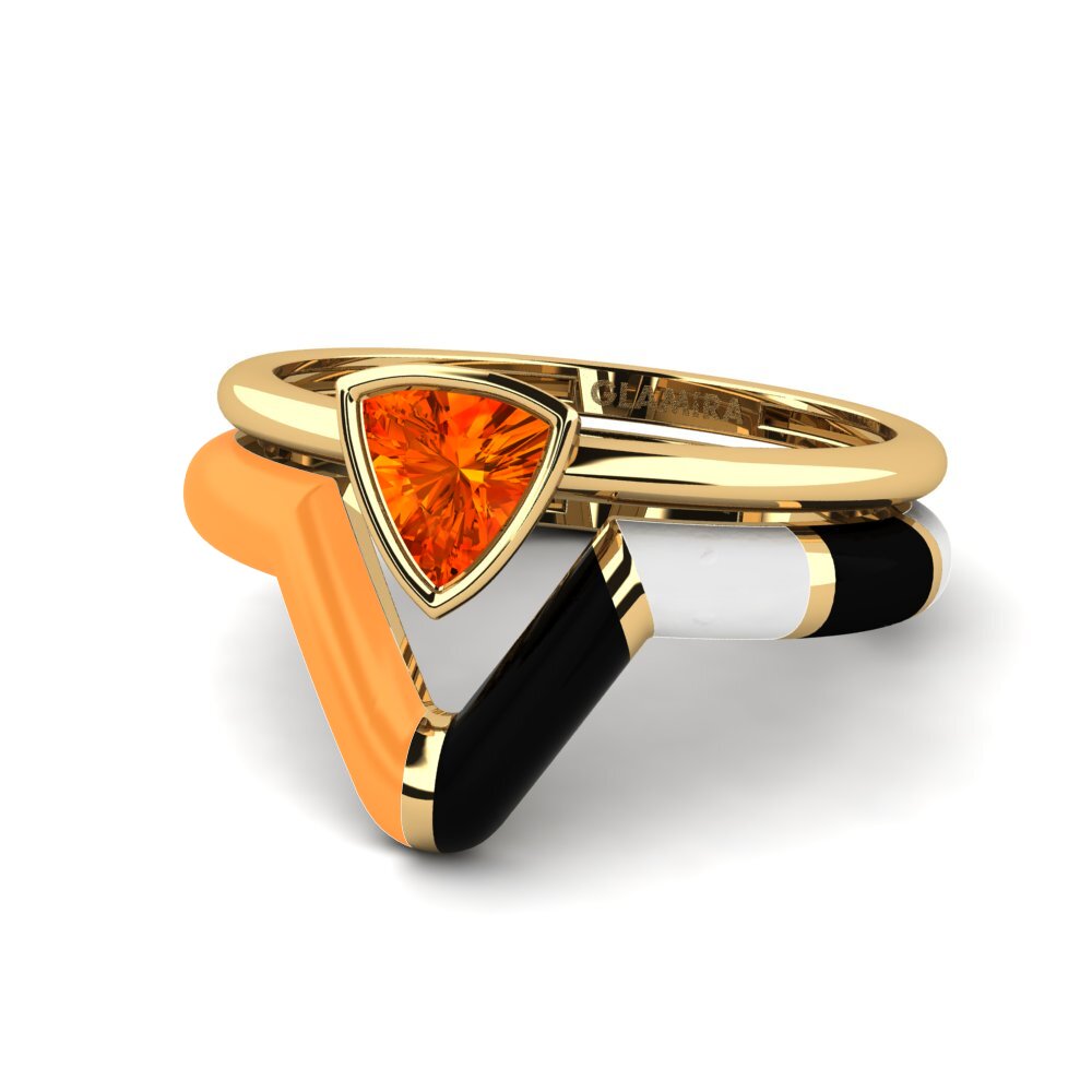 Ringe Stapelbar Orangefarbener Saphir