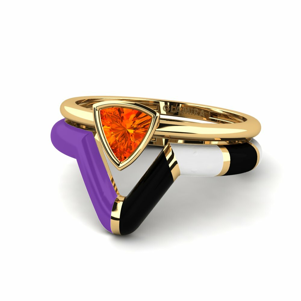 Saphir orange Anneau empilable Tranglo SET