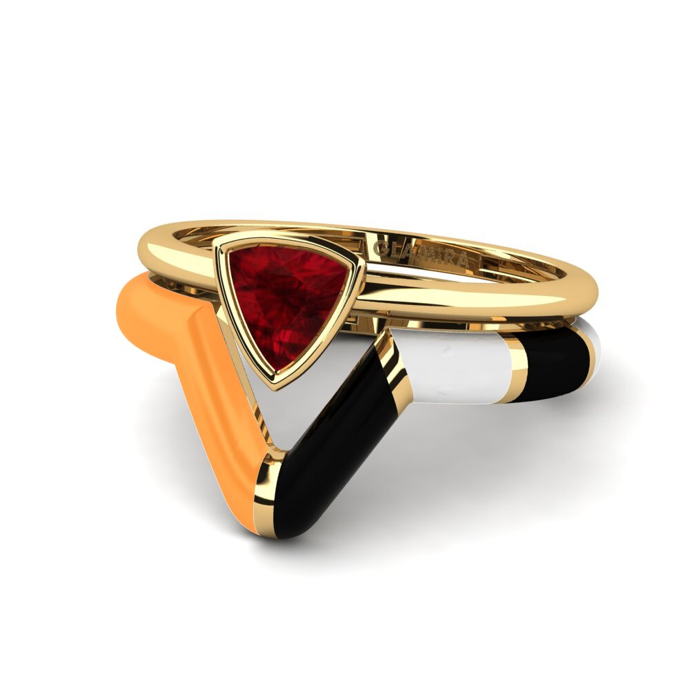 Rubin Stapelbarer Ring Tranglo SET