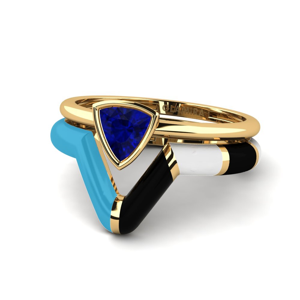 Saphir Stapelbarer Ring Tranglo SET