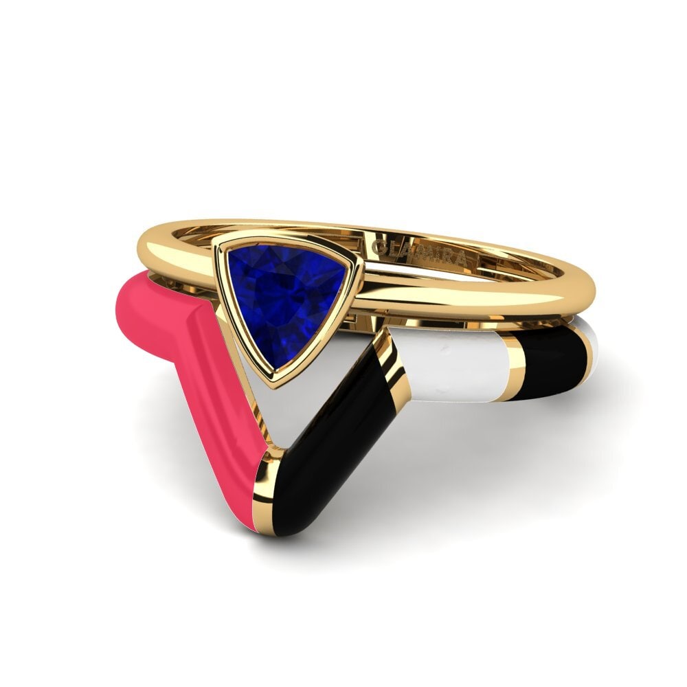 Saphir Stapelbarer Ring Tranglo SET