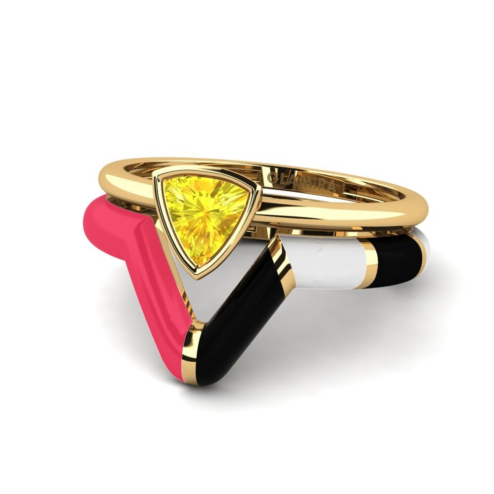 Gelber Saphir Stapelbarer Ring Tranglo SET