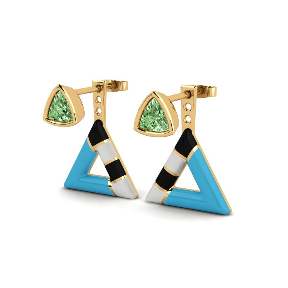 Green Diamond Women's Earring Treugol