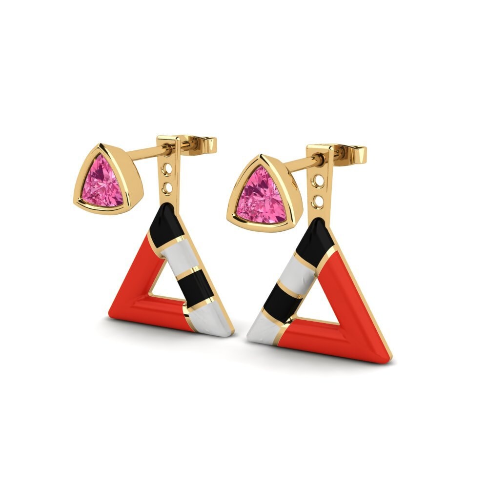 Pink Tourmaline Women's Earring Treugol