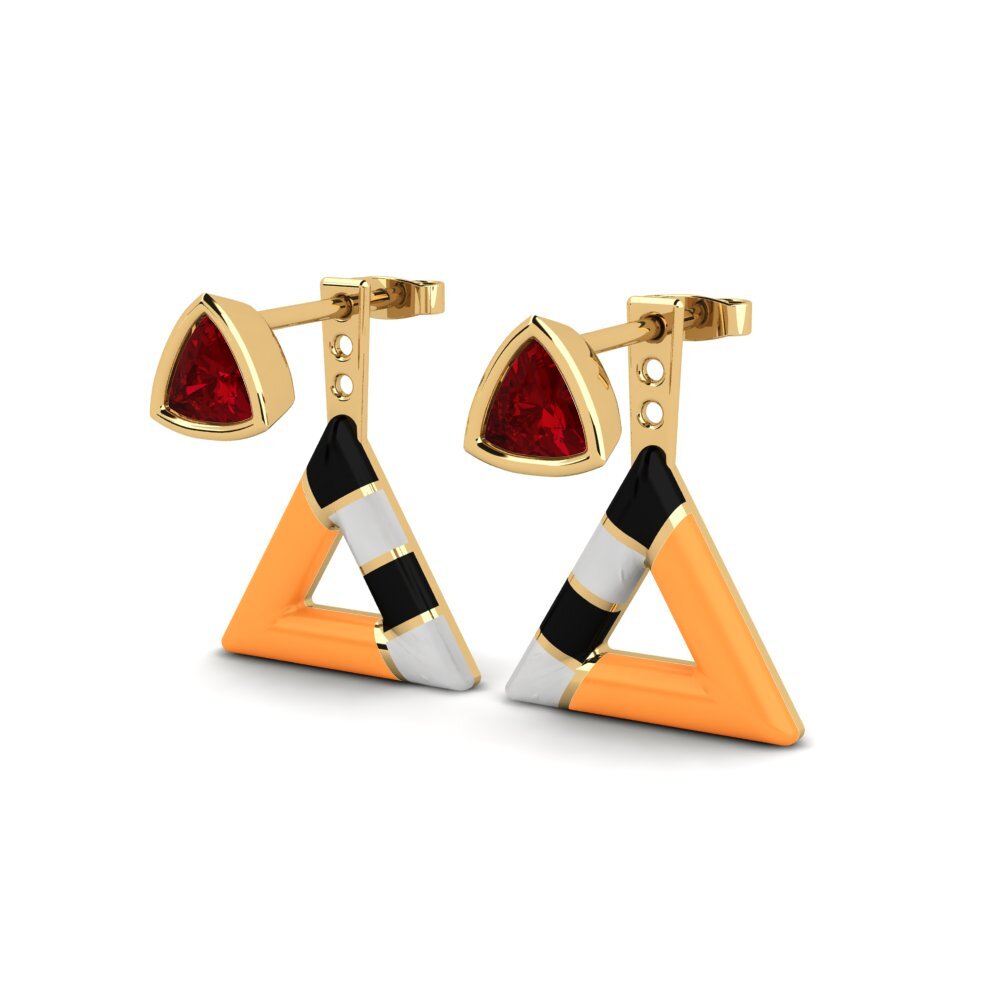 Red Zirconia Women's Earring Treugol