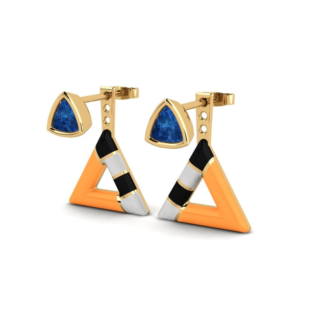 Dark Blue Zirconia Women's Earring Treugol
