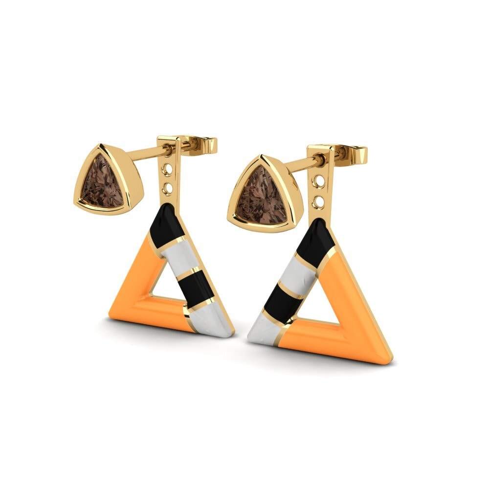 Smoky Quartz Women's Earring Treugol