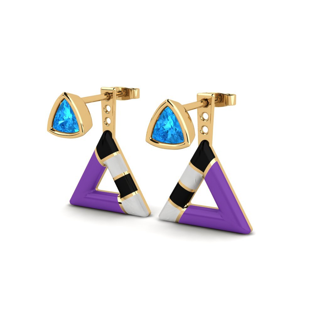 Blauwe Topaas Dames Oorbellen Treugol