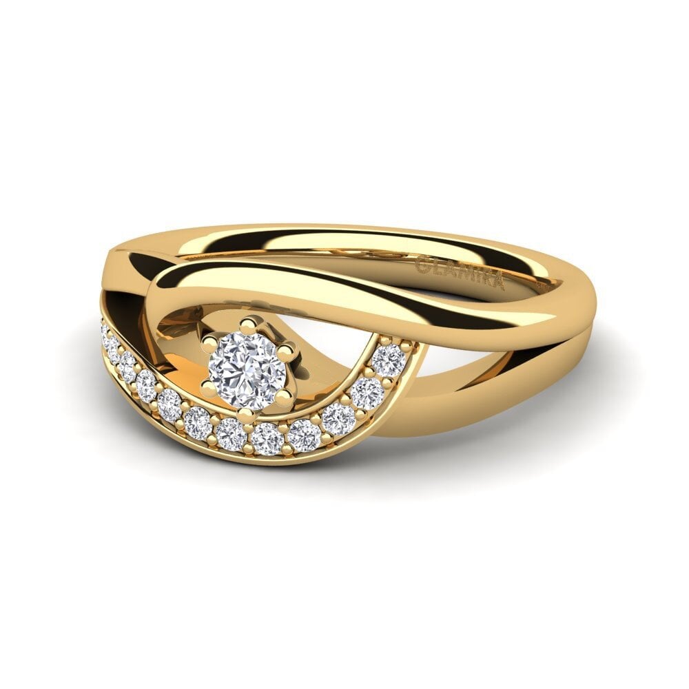 14k Oro Amarillo Anillo de compromiso Trina 0.1 crt