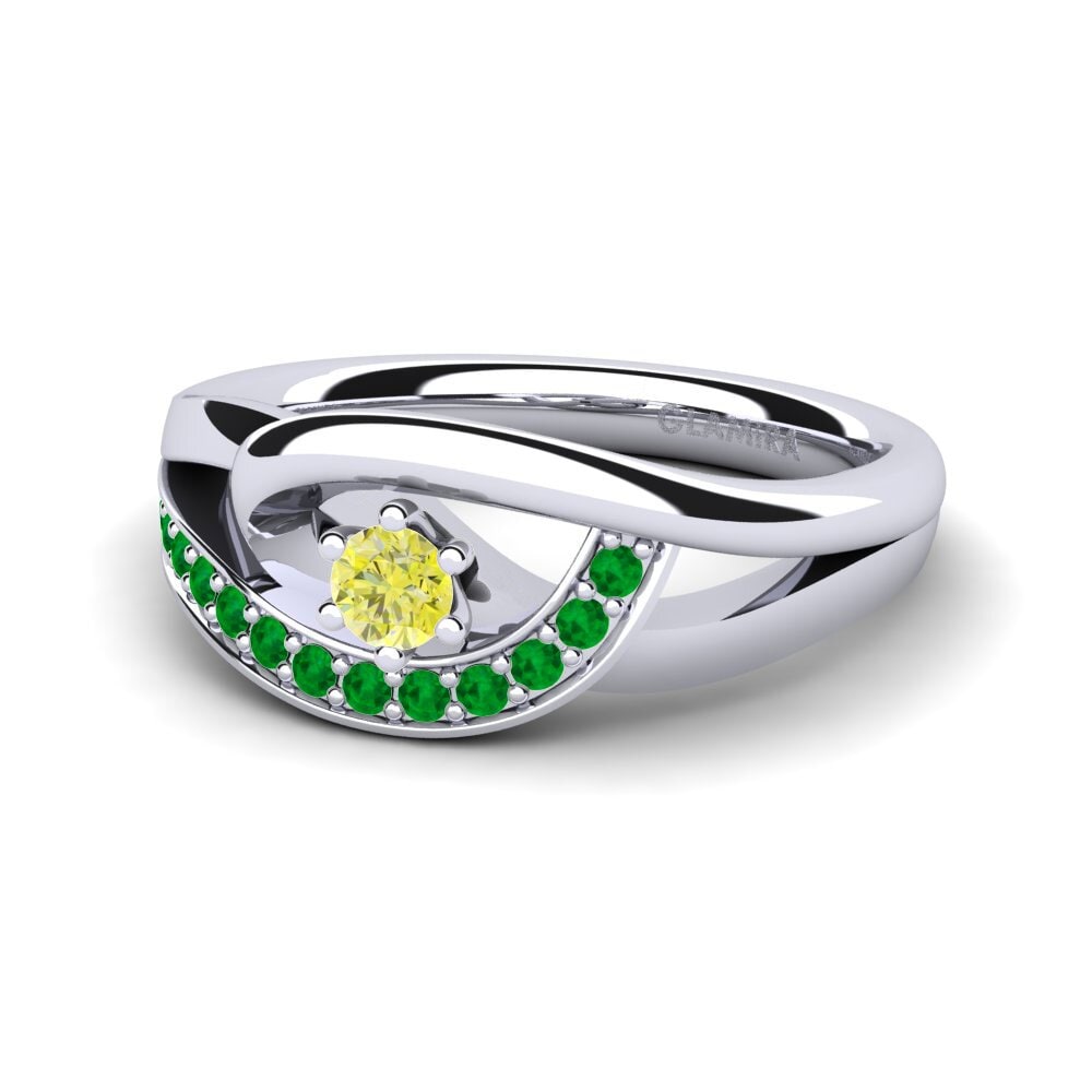 9ct White Gold Yellow Diamond Engagement Ring Trina 0.1 crt