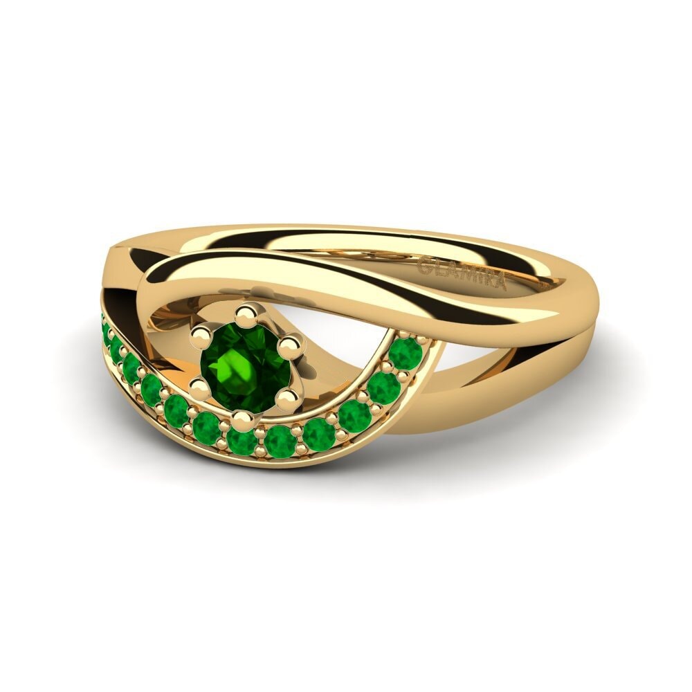 14ct Yellow Gold Green Tourmaline Engagement Ring Trina 0.16 crt