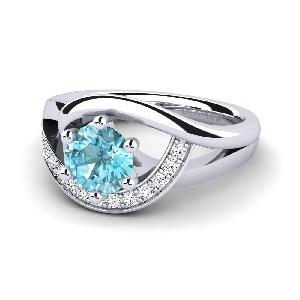 Blue Zircon Engagement Ring Trina 0.8 crt