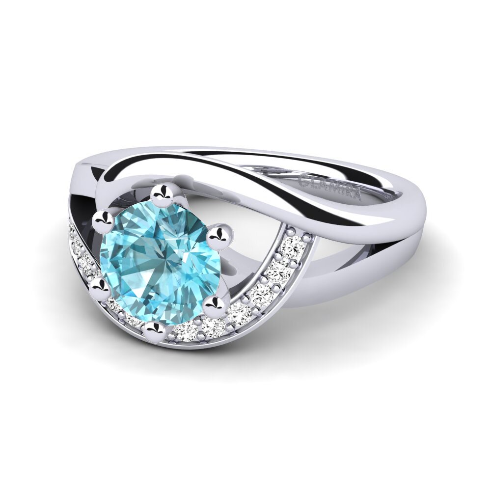 Blue Zircon Engagement Ring Trina 1.0 crt