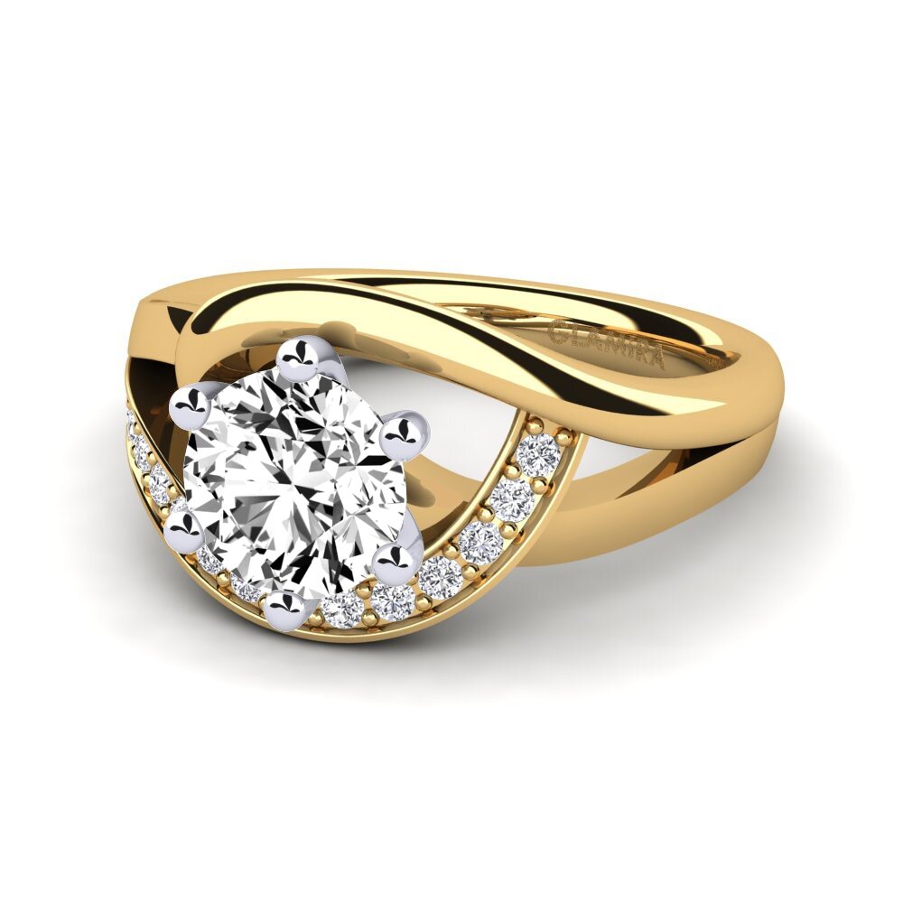 Vàng-Trắng 14K Đá Moissanite Nhẫn đính hôn Trina 1.0 crt