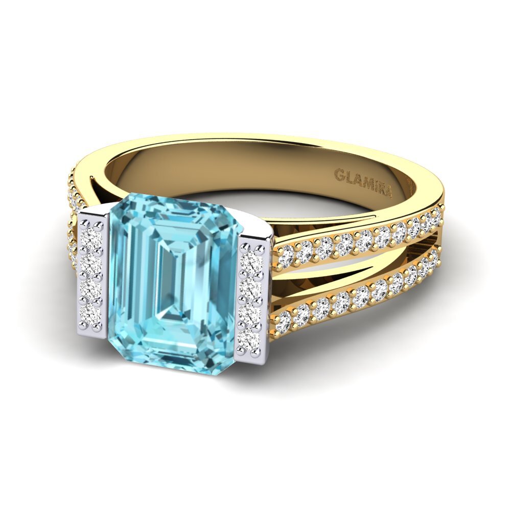 Circón Azul Anillo de compromiso Trinetta