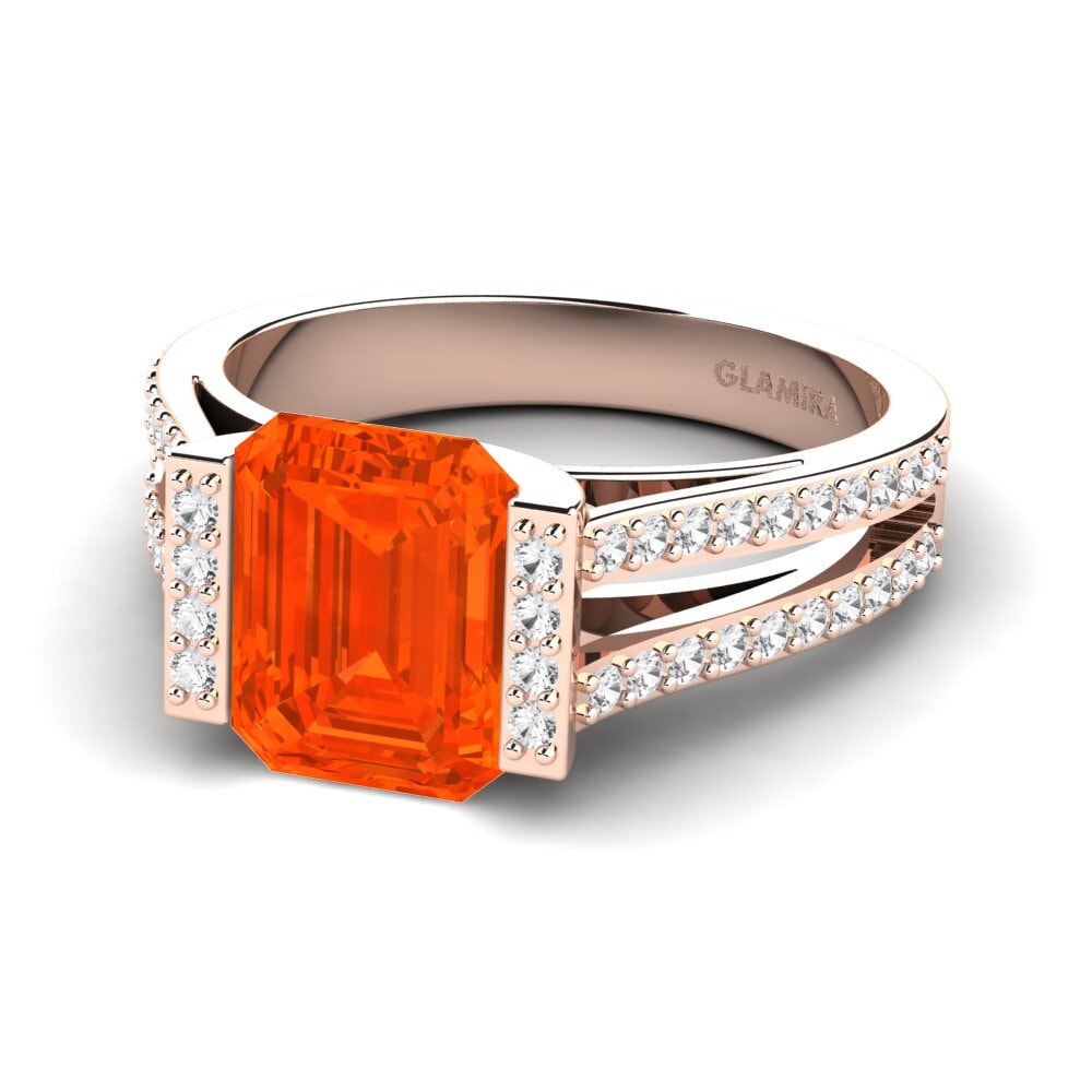9k Rose Gold Fire-Opal Engagement Ring Trinetta