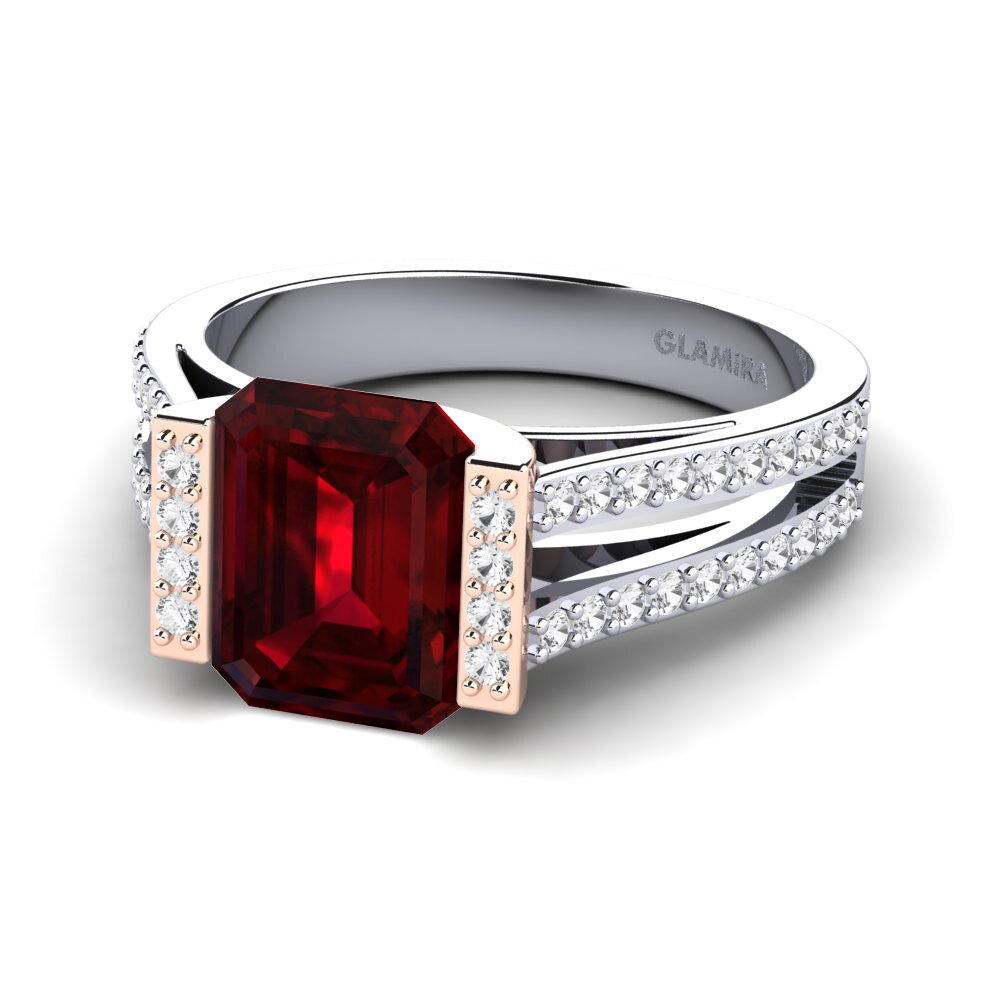 14k White & Rose Gold Garnet Engagement Ring Trinetta