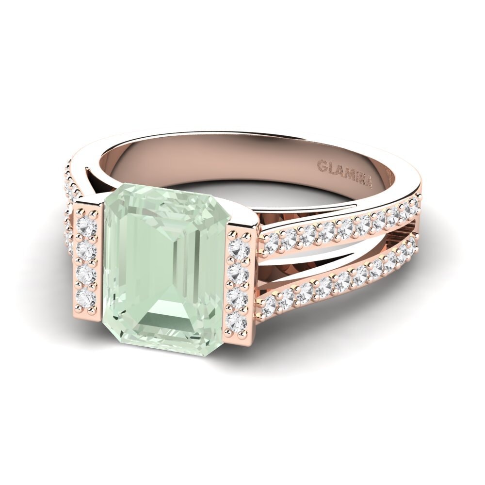 9k Rose Gold Green Amethyst Engagement Ring Trinetta