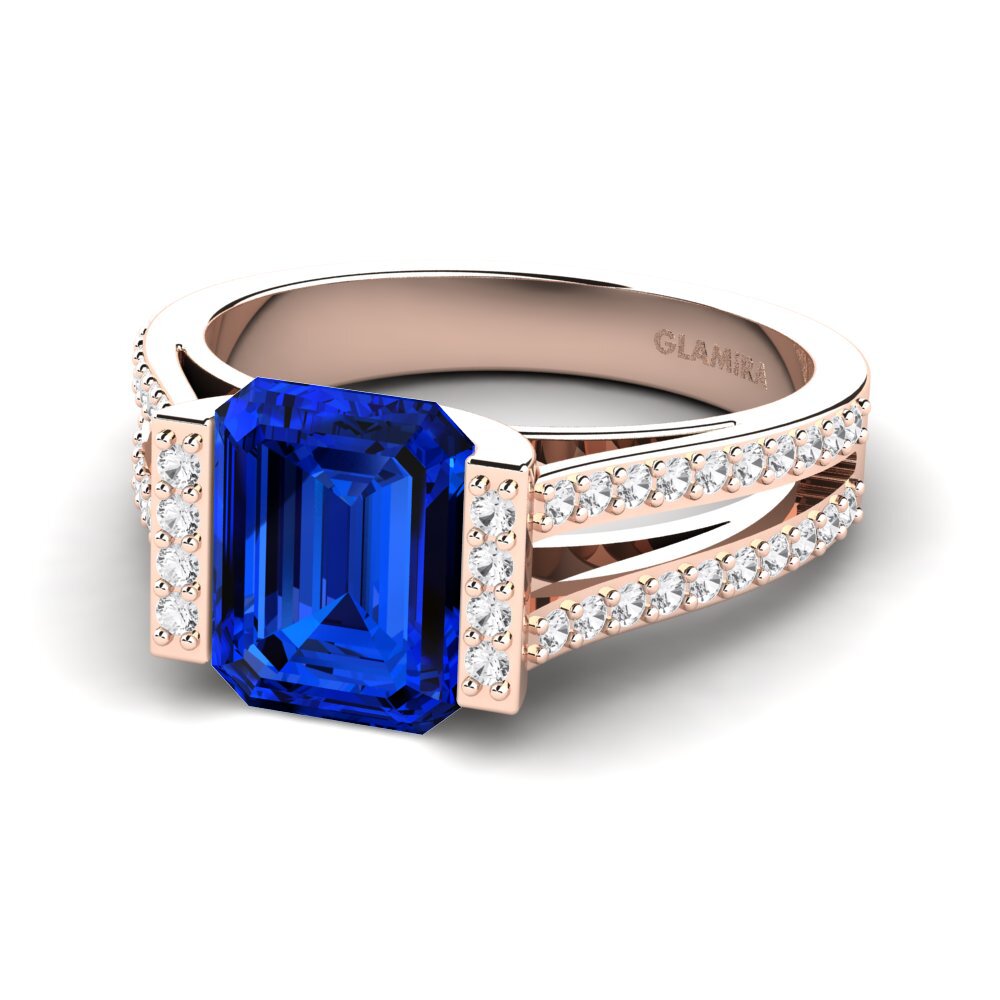 9k Rose Gold Sapphire (Lab Created) Engagement Ring Trinetta