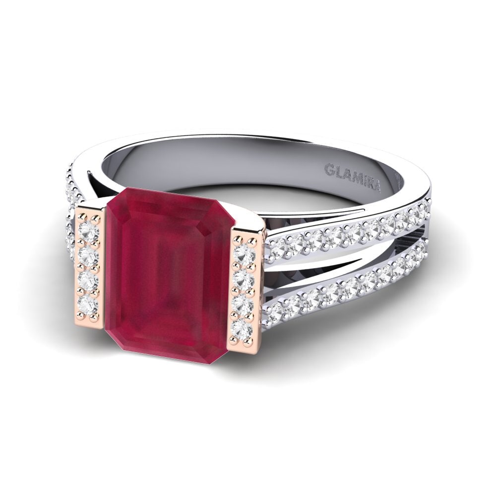 14k White & Rose Gold Ruby Engagement Ring Trinetta