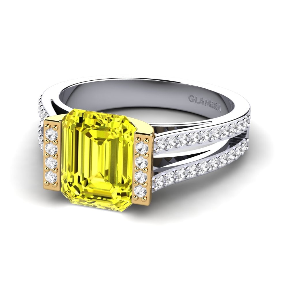 18k Oro Blanco / Amarillo Anillo de compromiso Trinetta