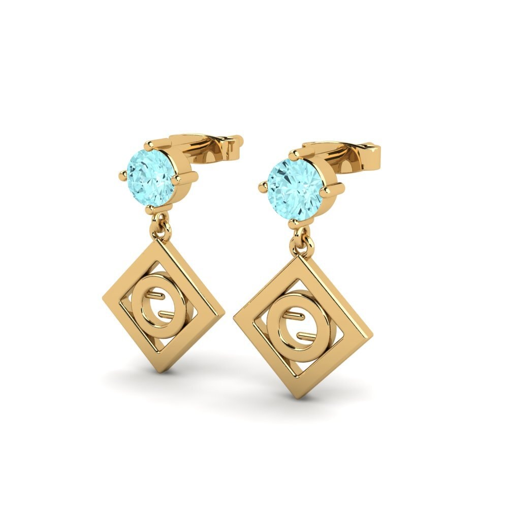 14ct Yellow Gold Aquamarine Women's Earring Tristan