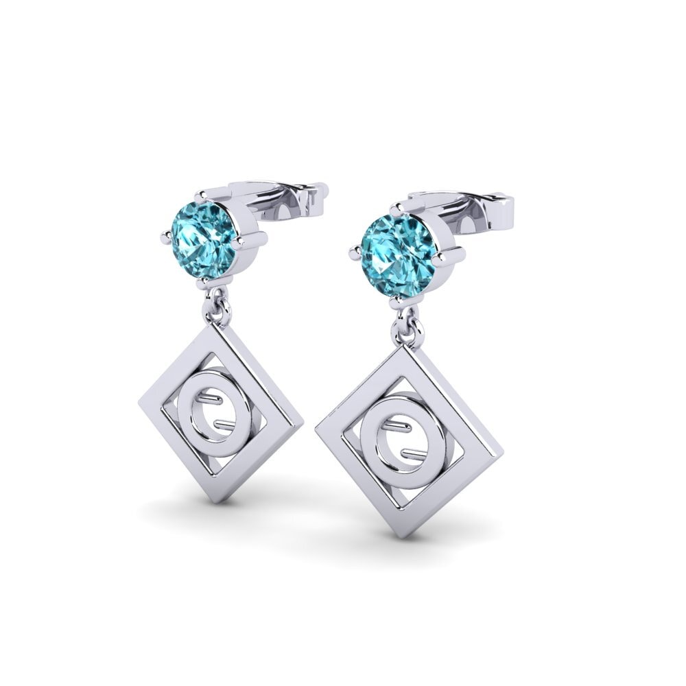 Đá Zircon Xanh Bông tai nữ Tristan