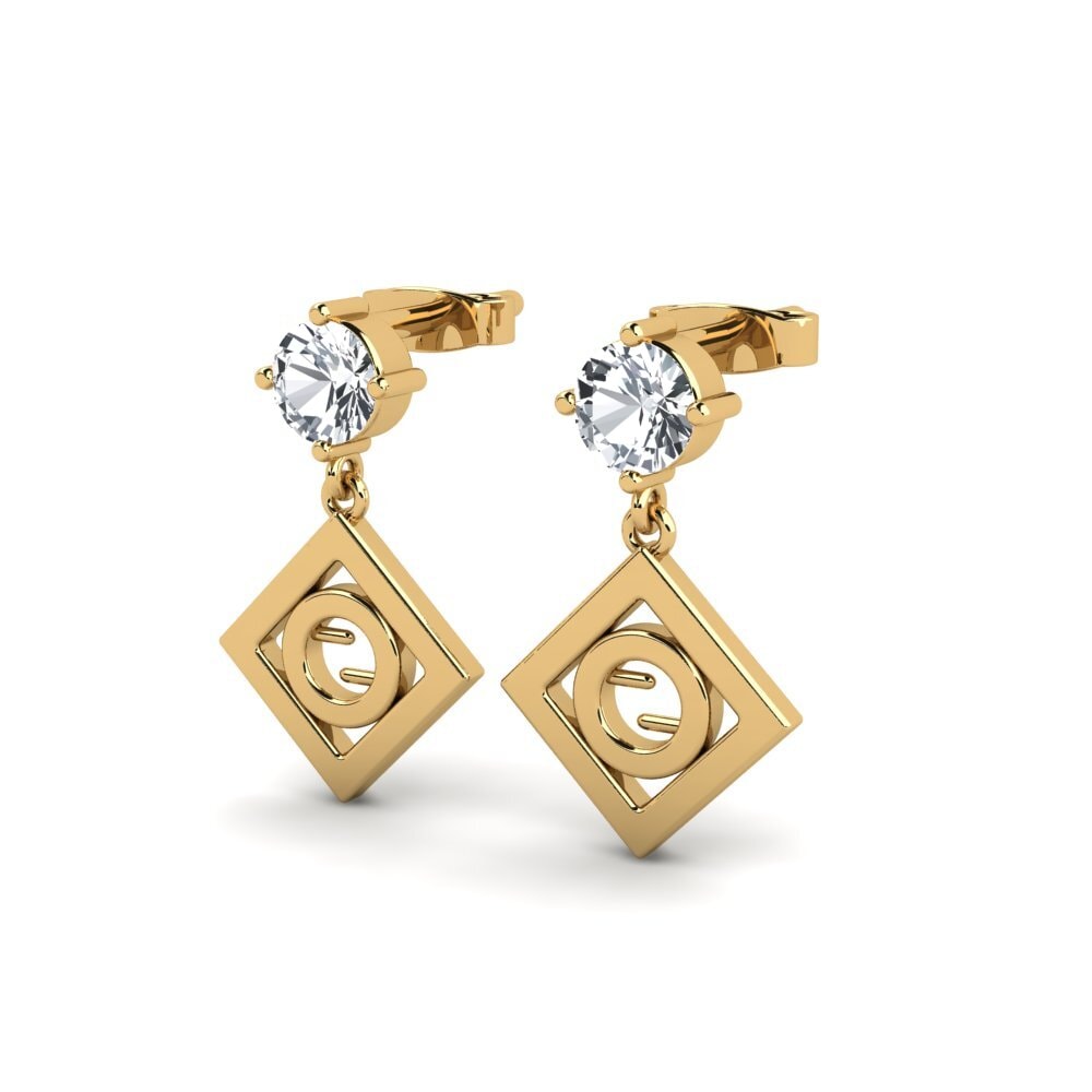 14ct Yellow Gold White Zircon Women's Earring Tristan