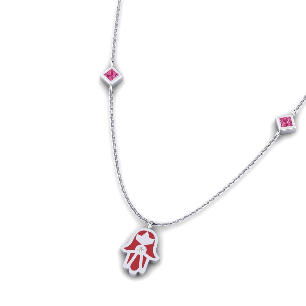 Plata 925 Turmalina rosa Collar de Mujer Tshepo