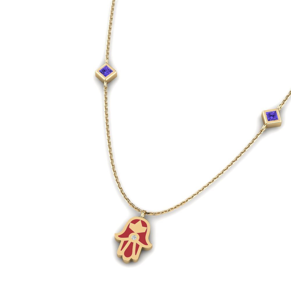 14k Oro Amarillo Tanzanita Collar de Mujer Tshepo