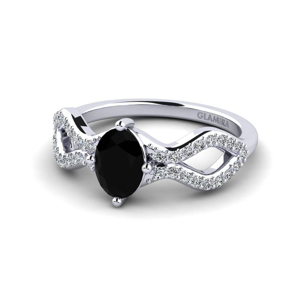 White Silver Black Onyx Women's Ring Tspr
