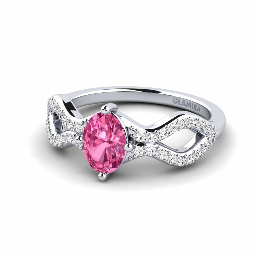 Plata 925 Ovalado Turmalina rosa Anillo de Mujer Tspr