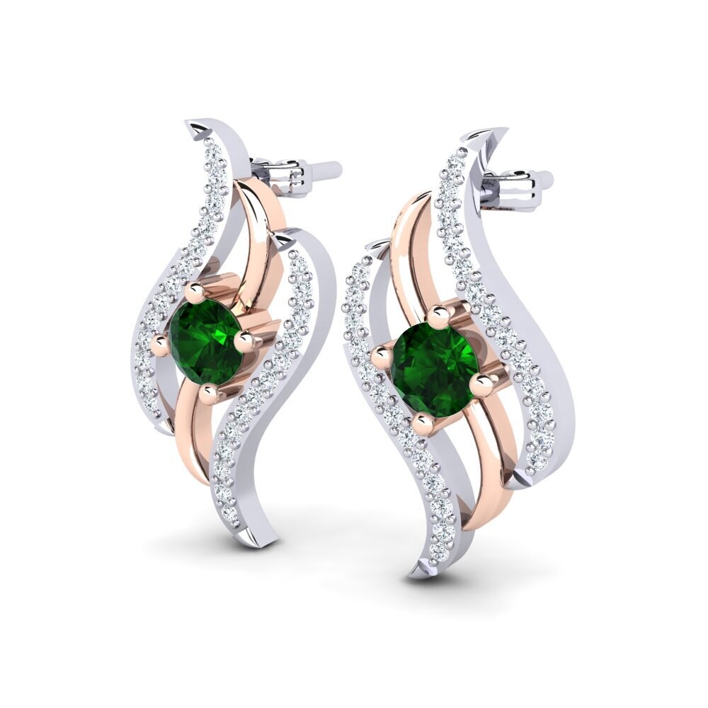 14ct White / Rose Gold Green Tourmaline Women's Earring Tuhfe