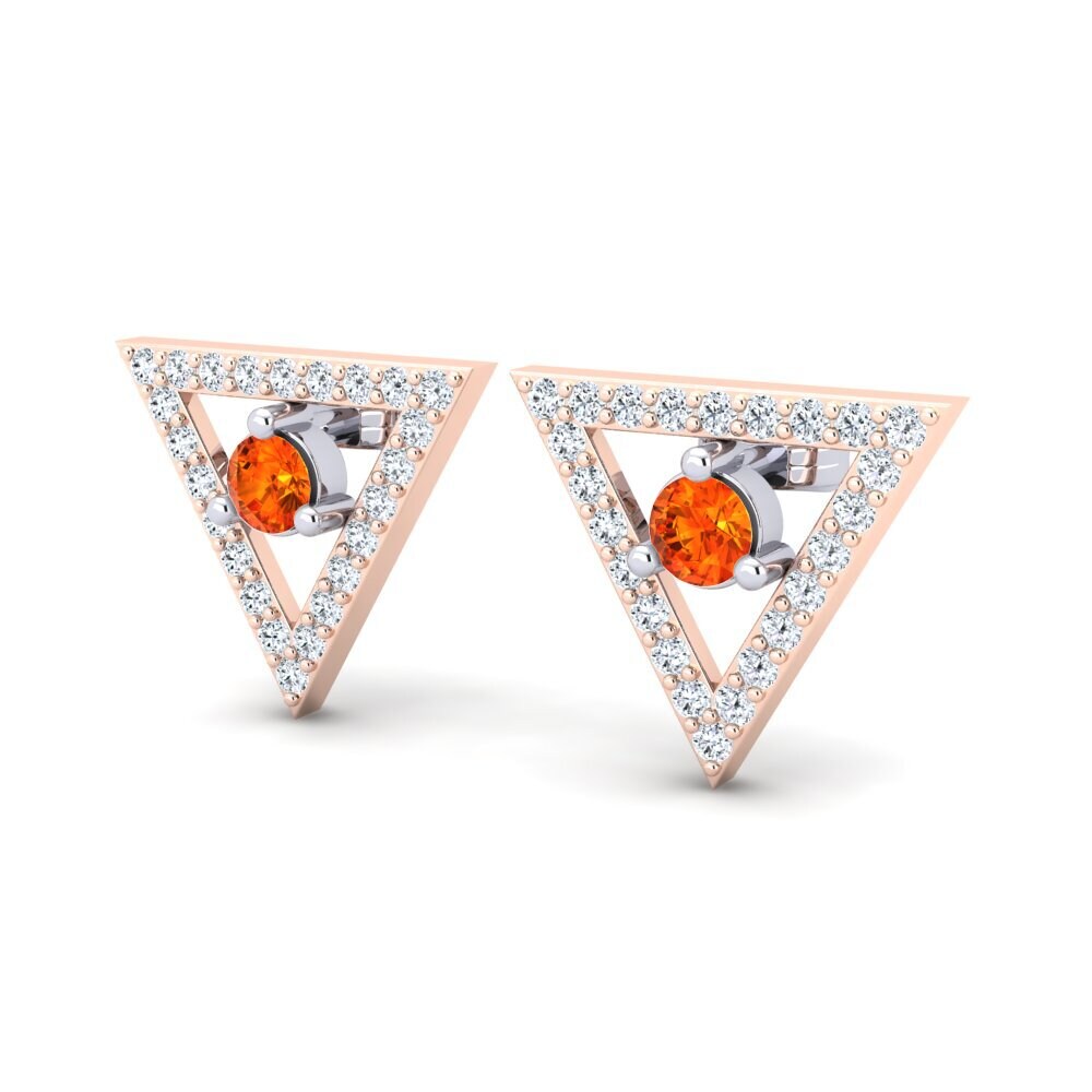 9K White & Rose Gold Orange Sapphire Earring Tulasi
