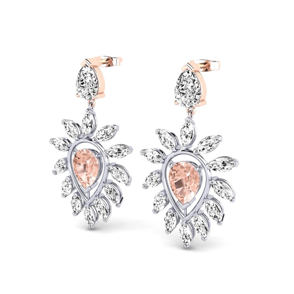 14ct White & Rose Gold Morganite Women's Earring Tushies