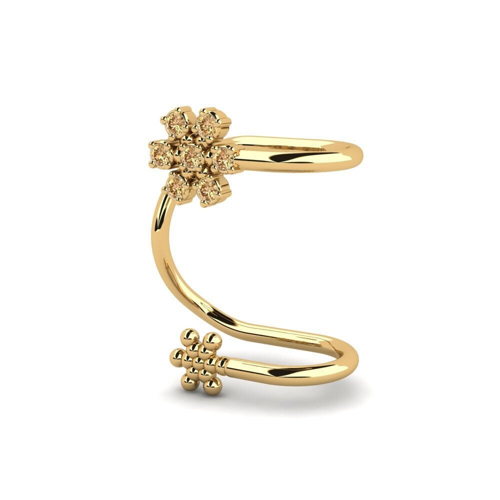 14ct Yellow Gold Brown Diamond Women's Earring Tutoros