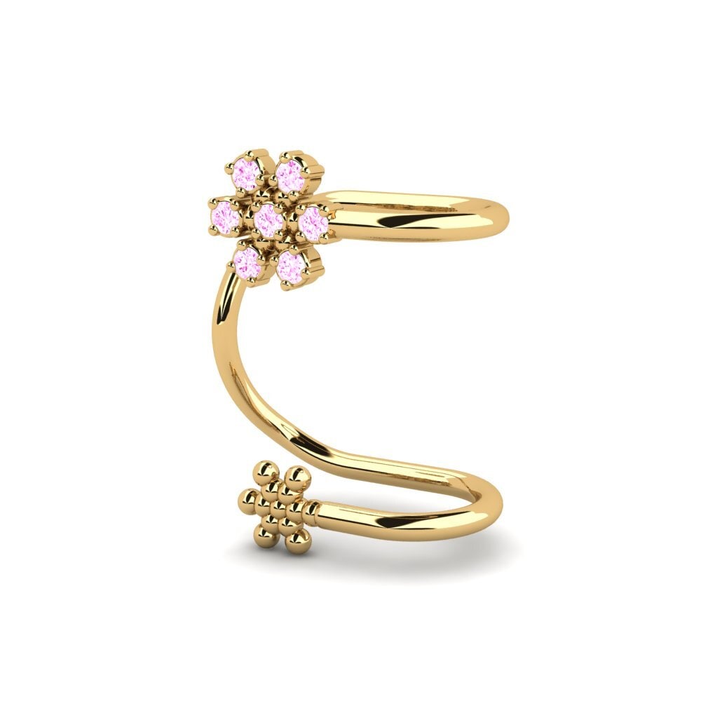 14ct Yellow Gold Pink Sapphire Women's Earring Tutoros