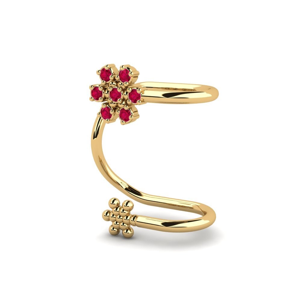 14ct Yellow Gold Ruby Women's Earring Tutoros