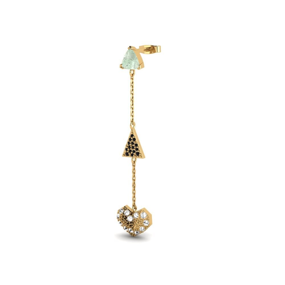 14ct Yellow Gold Green Amethyst Women's Earring Twardy A