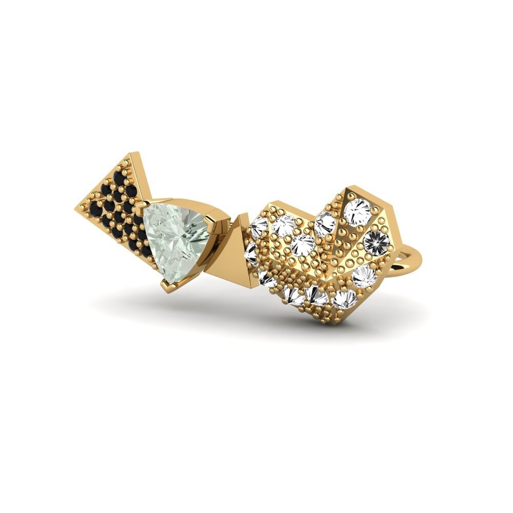 14ct Yellow Gold Green Amethyst Women's Earring Twardy B
