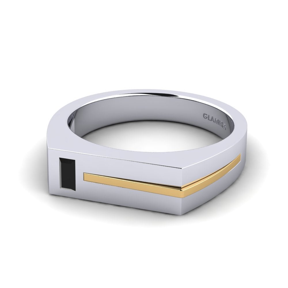 9ct White & Yellow Gold Black Onyx Men's Ring Ty