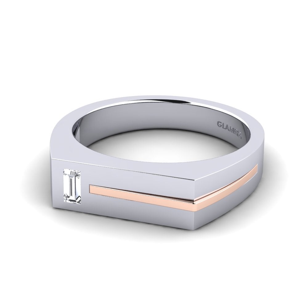 14ct White & Rose Gold Diamond Men's Ring Ty
