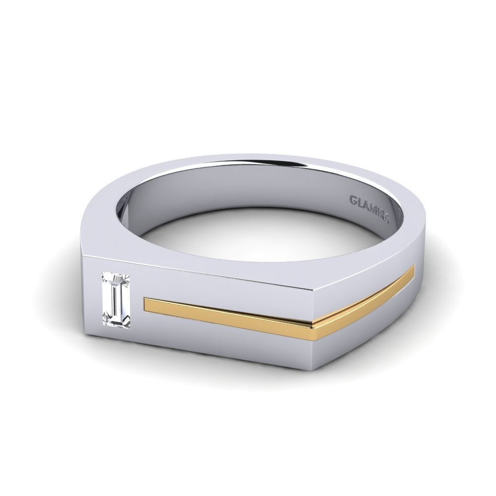 9ct White & Yellow Gold Diamond Men's Ring Ty