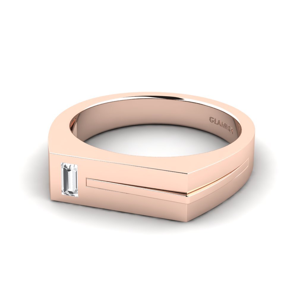 14ct Rose Gold White sapphire Men's Ring Ty