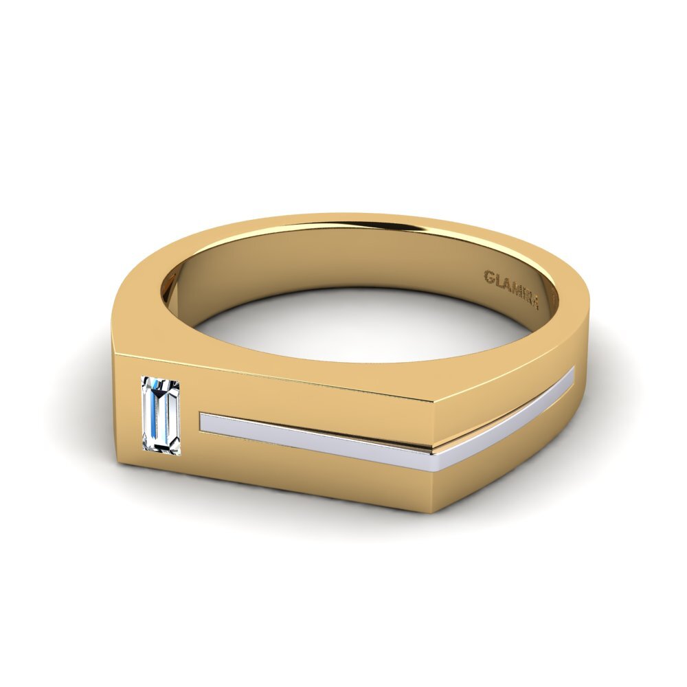 Oro Giallo & Bianco 375 Zircone Anello da uomo Ty