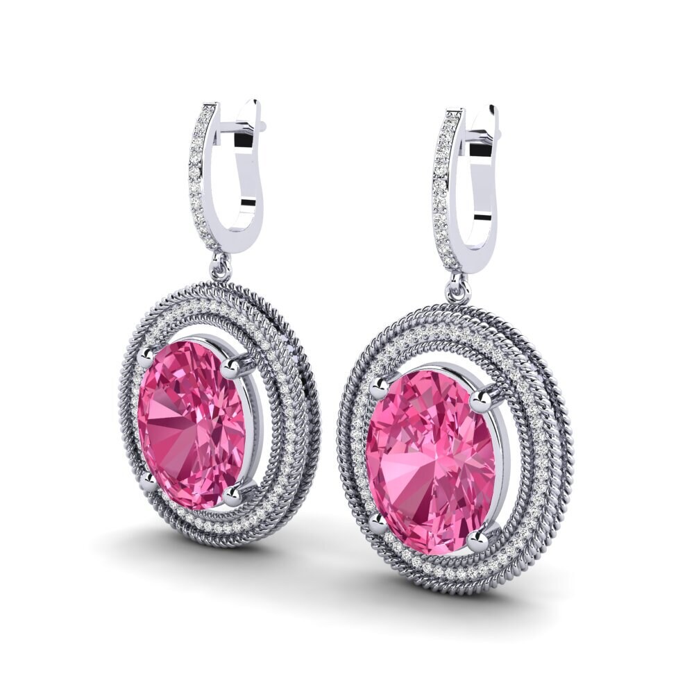 Platino 950 Turmalina rosa Pendiente de mujer Tyrell
