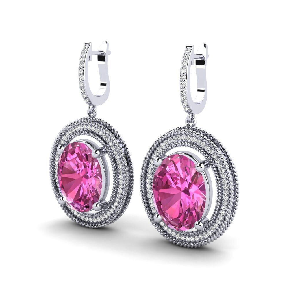 18k Oro Blanco Topacio Rosa Pendiente de mujer Tyrell